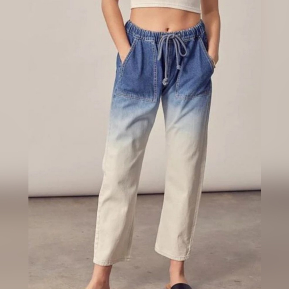 Mustard Seed Ombre Cropped Drawstring Jean in M